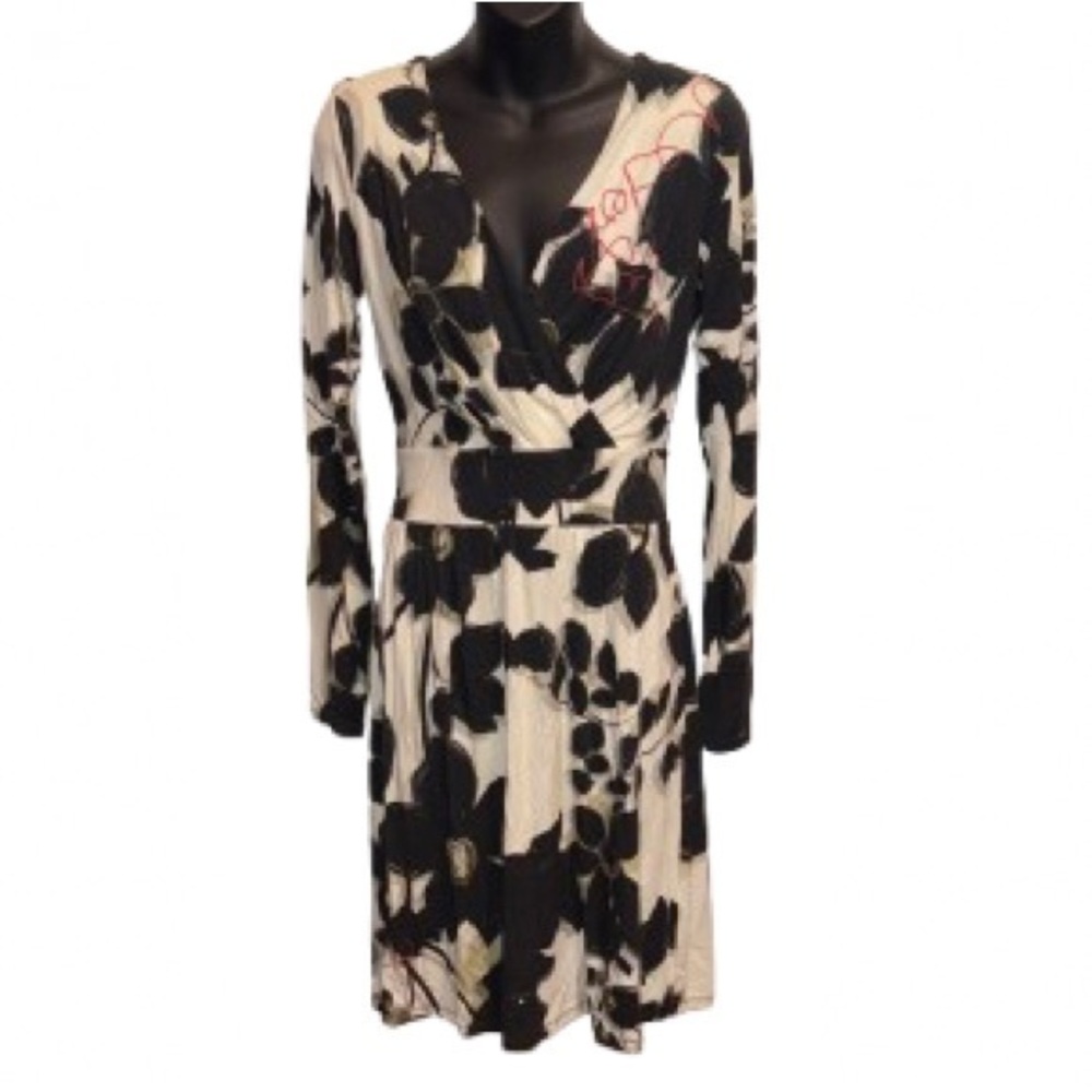 Desigual Black and Cream Long Sleeve Dress size M